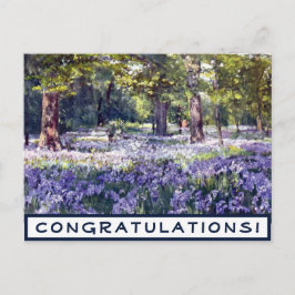 Cartão Postal Parabéns Floral Roxo Vintage