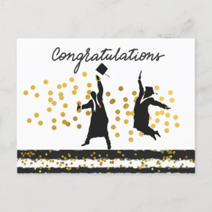 Cartão Postal Parabéns Graduação Confetti - Ouro preto