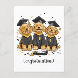 Cartão Postal Parabéns Graduação Goldendoodle Dogs