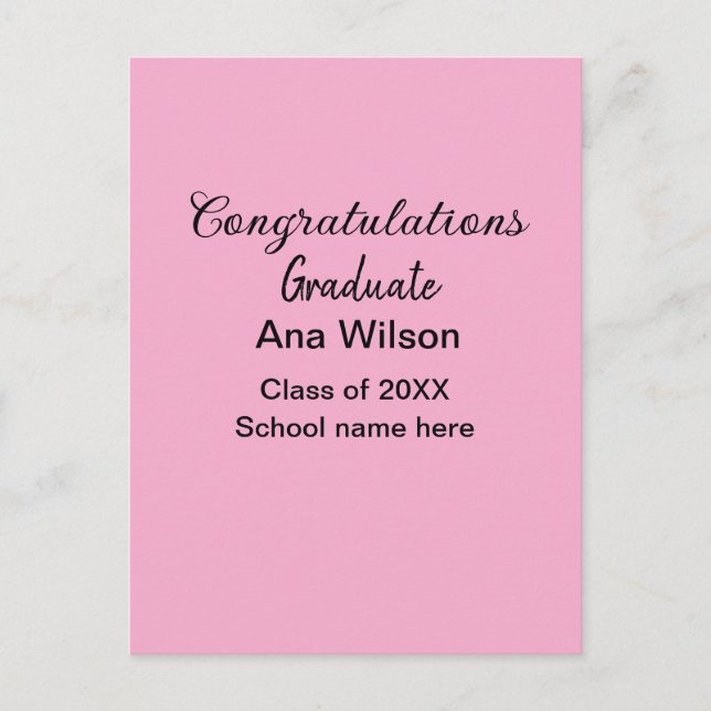Cartão Postal parabéns graduado adicione nome turma ano escola (Frente)