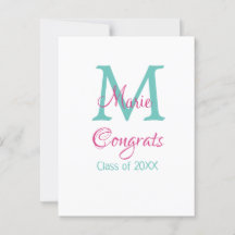 Parabéns graduado nome monograma verde rosa azul t