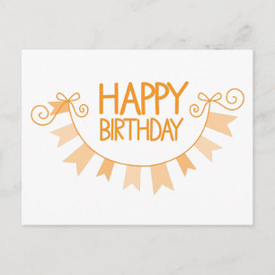 Cartão Postal parabéns laranja de aniversário
