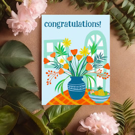 Cartão Postal PARABÉNS Lindo Buquê Floral Divertido Personalizad