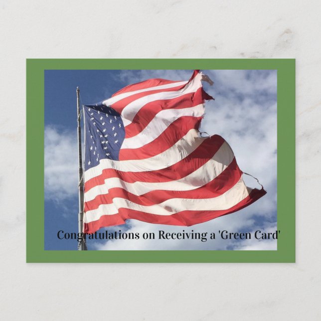 Cartão Postal Parabéns na sua carta verde (Frente)