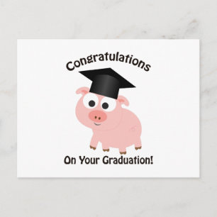 Cartão Postal Parabéns na sua graduação! Porco