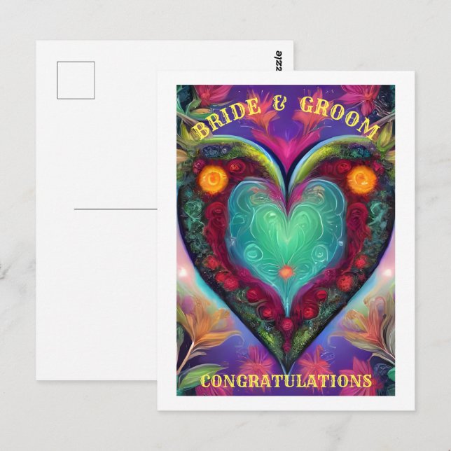 CARTÃO POSTAL PARABÉNS NOIVA E NOIVO   (Frente/Verso)