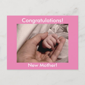Cartão Postal Parabéns Nova Mãe e Bebê Rosa