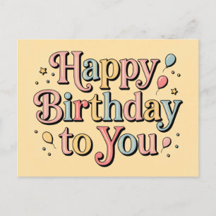 Cartão Postal Parabéns para Você com Feliz Aniversário em Pastel