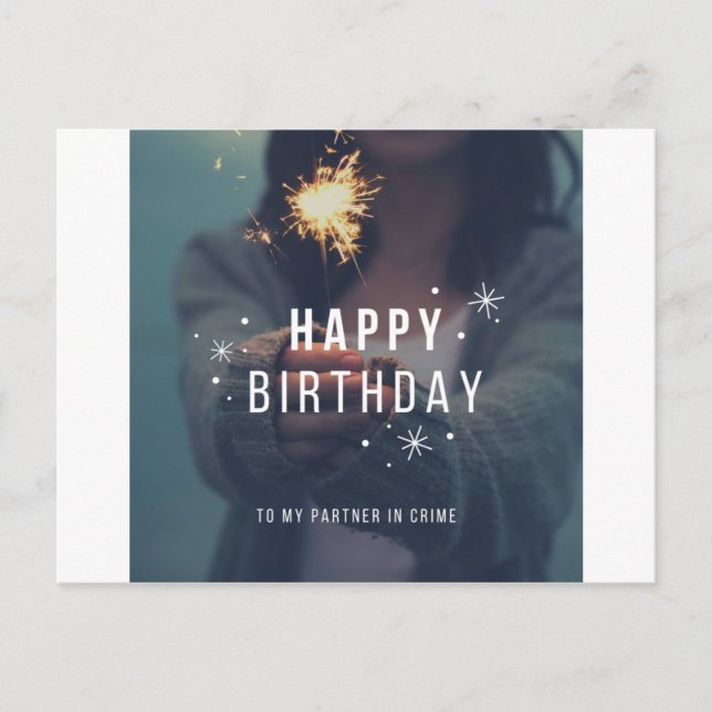 Cartão Postal Parabéns - Parceiro do Crime - Irmã (Frente)