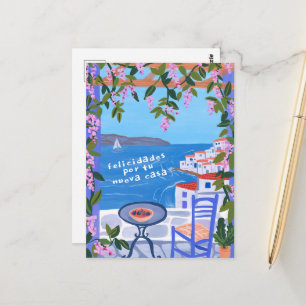Cartão Postal Parabéns pela nova casa Arte com vista para o mar