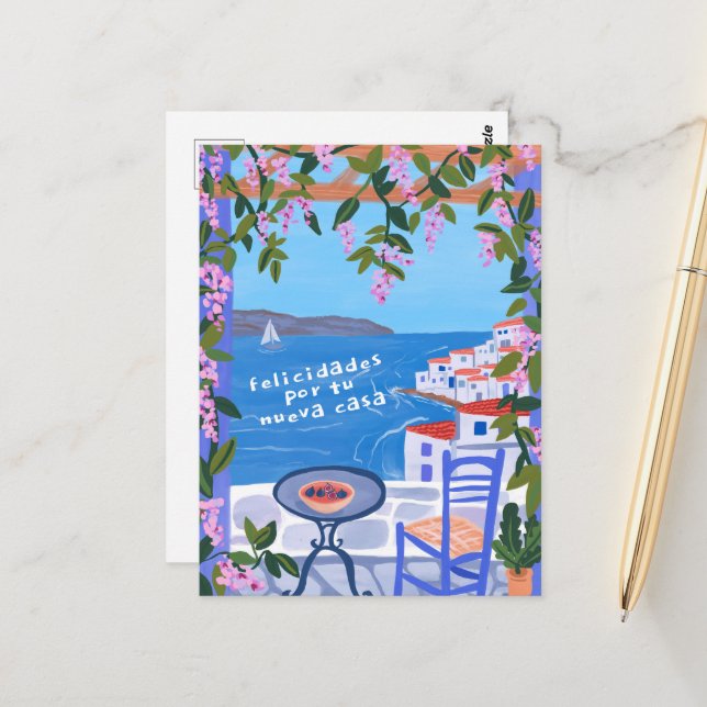 Cartão Postal Parabéns pela nova casa Sea Views Art (Frente/Verso In Situ)
