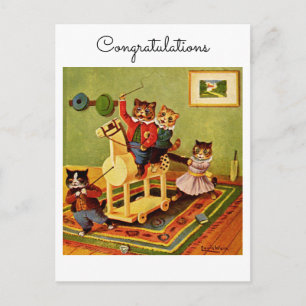 Cartão Postal Parabéns pela sua Aventura Equestre Gatos