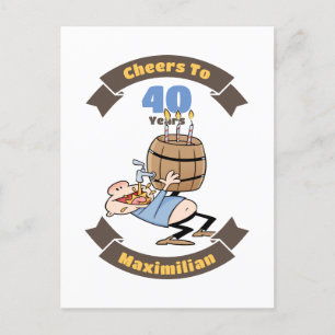 Cartão Postal Parabéns pelos 40 Anos Cartoon Engraçado de Cervej