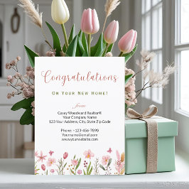 Cartão Postal Parabéns Personalizados Floral para Corretor de Im