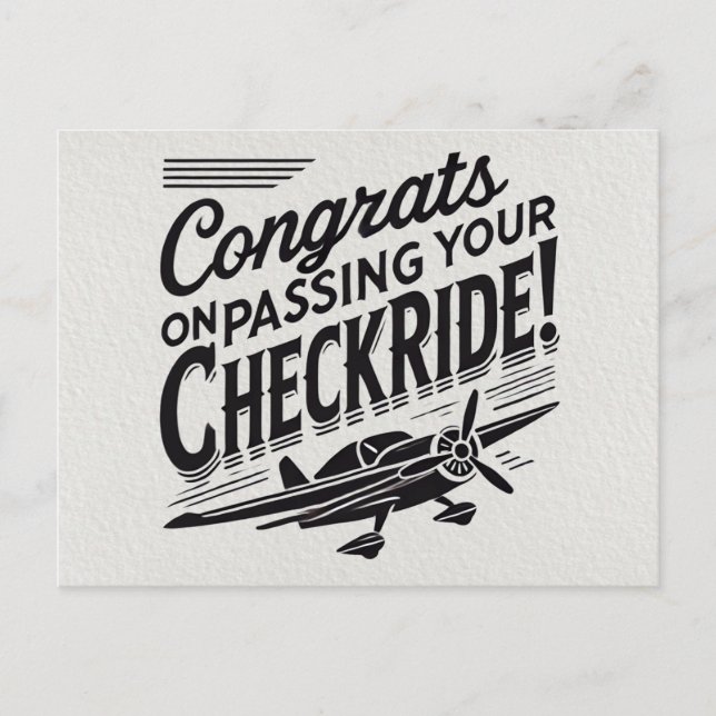 Cartão Postal Parabéns por passar na sua checkride! (Frente)