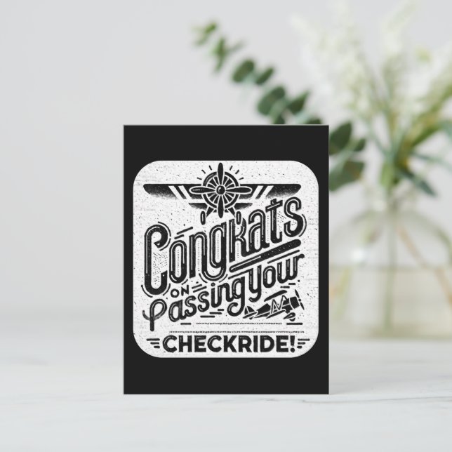 Cartão Postal Parabéns por ter passado o cheque! (Em pé/Frente)