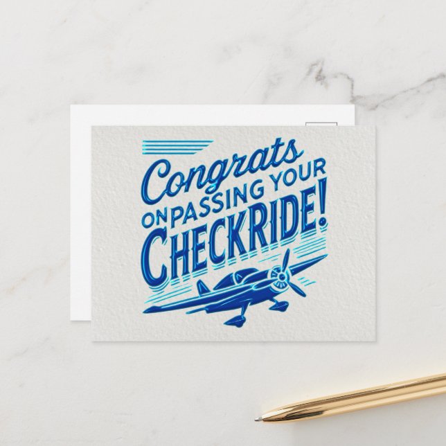 Cartão Postal Parabéns por ter passado o cheque! (Frente/Verso In Situ)