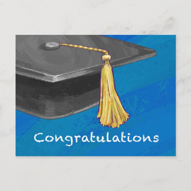 Cartão Postal Parabéns preto e azul (Frente)