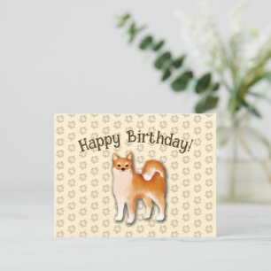 Cartão Postal Parabéns Shiba Inu - Ilustração do cão Feliz Anive