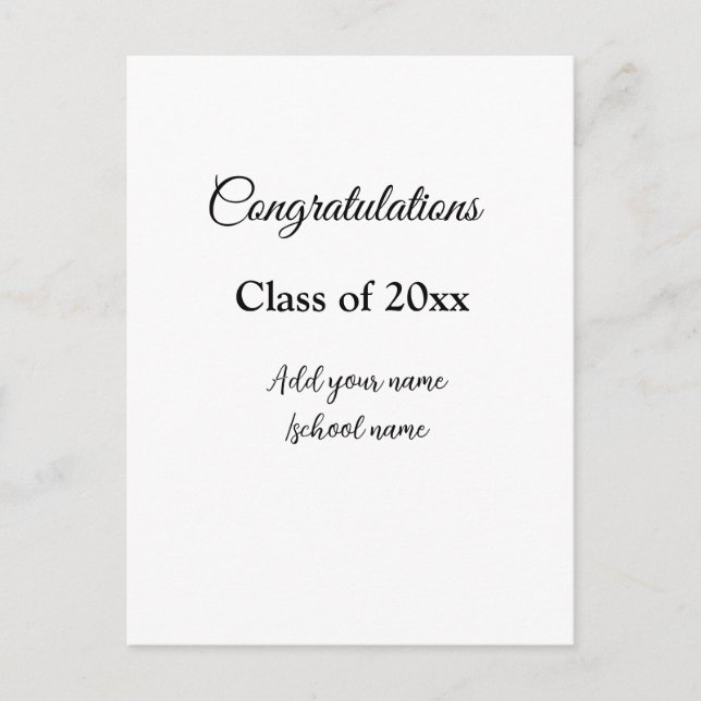 Cartão Postal Parabéns simples de formatura adicionar turma (Frente)