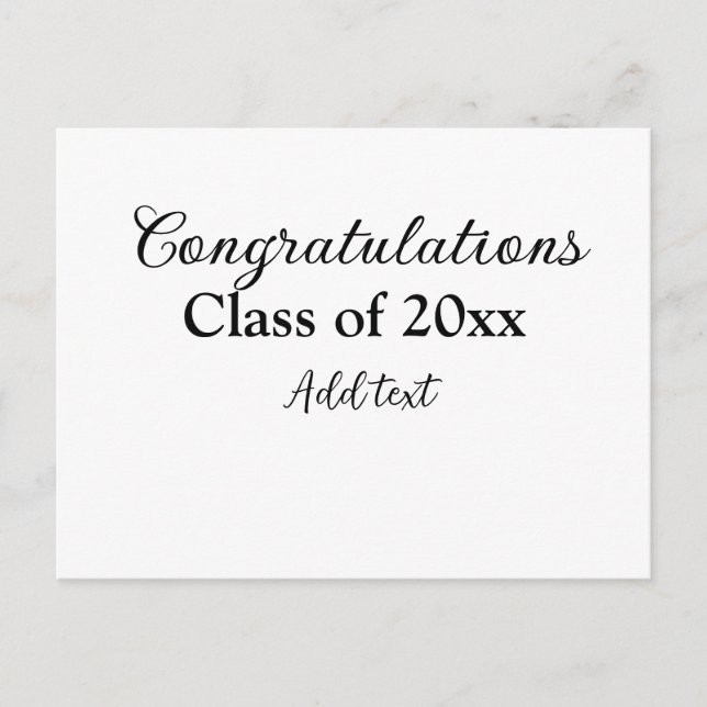 Cartão Postal Parabéns simples de formatura adicionar turma mini (Frente)