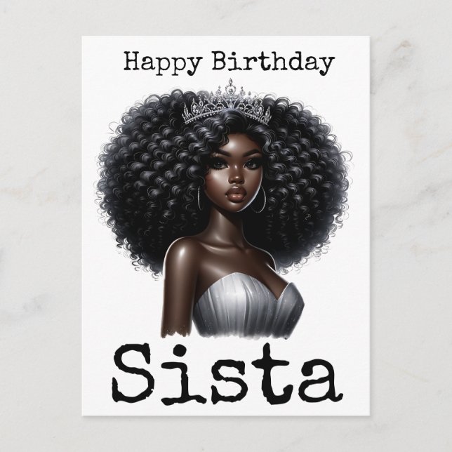 Cartão Postal Parabéns Sista Melanin Mulher Negra Sis (Frente)