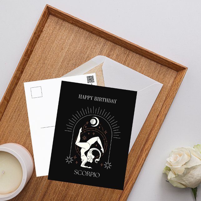 Cartão Postal ParabénsAniversário Místico Escorpião Zodíaco Horó (HappyBirthday Mystic Scorpio Zodiac Horoscope Postcard)