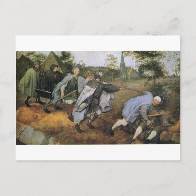 Cartão Postal Parábola dos Cegos por Pieter Bruegel, o Velho (Frente)
