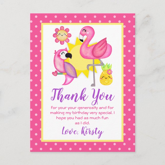 Cartão Postal Paradise de Verão Festa de Aniversário do Papagaio (Frente)