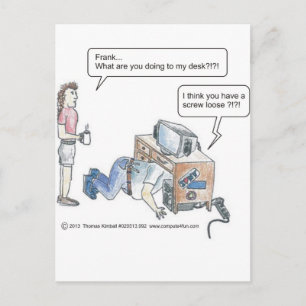 Cartão Postal Parafuso de Cartoon do Computador