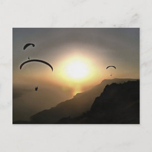 Cartão Postal Paragliders Voando Wanderlust Arte Esportiva Extre