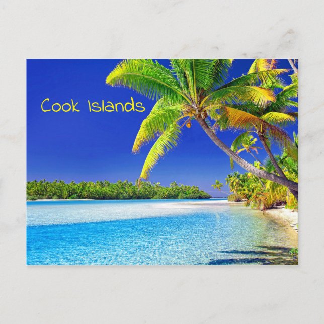 Cartão Postal Paraíso das Ilhas Cook Tropicais (Frente)