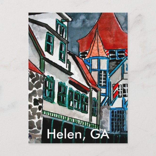 Cartão Postal Paraíso de férias Helen GA cidade alemã arte na Ge (Frente)