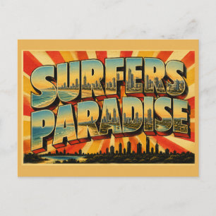 Cartão Postal Paraíso dos Surfistas Queensland Austrália Praia I