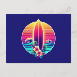 Cartão Postal Paraíso no Surfboard Sunset