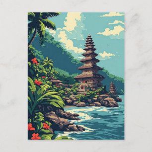 Cartão Postal Paraíso Retro da Praia de Bali Indonésia Parede de