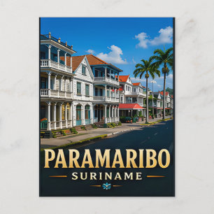 Cartão Postal Paramaribo Frente Colonial à Beira-Mar e Patrimôni