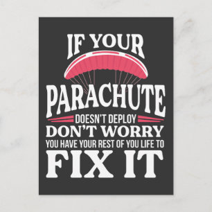 Cartão Postal Paraquedas Engraçado de Skydiving - Presente Hilár