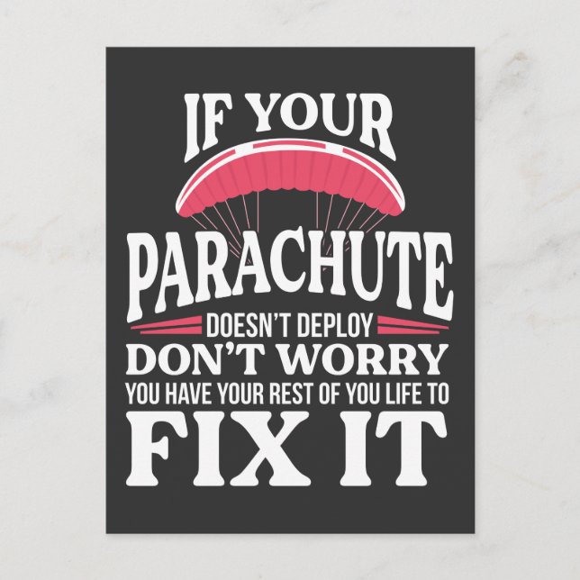 Cartão Postal Paraquedas Engraçado de Skydiving - Presente Hilár (Frente)