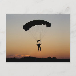 Cartão Postal Paraquedas Skydiver no Sunset Sky Diver