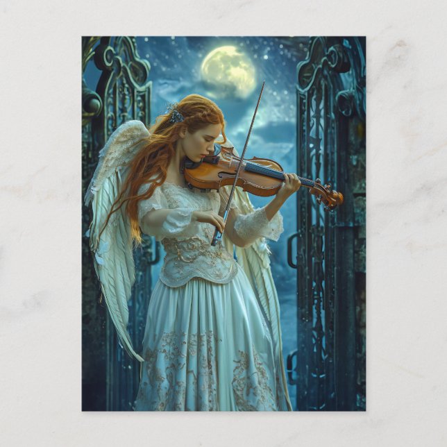 Cartão Postal Parceiro da Serenidade Celestial com Violino (Frente)