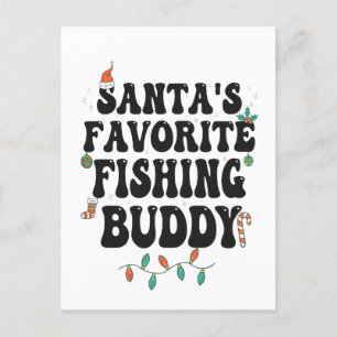 Cartão Postal Parceiro de Pesca Favorito do Papai Noel Natal Div