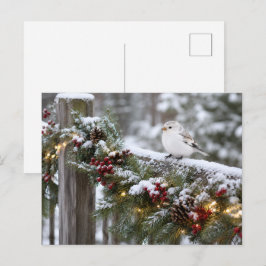 Cartão Postal Pardal-da-neve de Natal de Inverno 