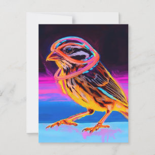 Cartão Postal Pardal Neon com Acentos Brilhantes