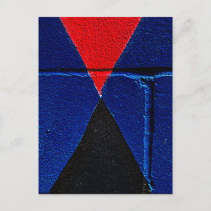 Cartão Postal Parede Pintada Geométrica Abstrata Vermelho Azul P