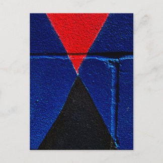 Cartão Postal Parede Pintada Geométrica Abstrata Vermelho Azul P