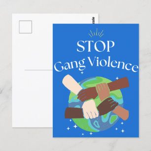 Cartão Postal Parem as Mãos de Violência de Gang entrelaçadas