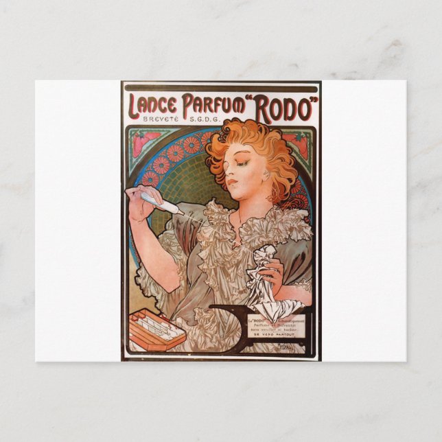 Cartão Postal Parfum Rodo da lança por Alphonse Mucha (Frente)