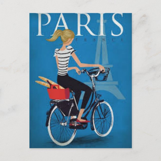 Cartão Postal Paris à Vélo (Frente)