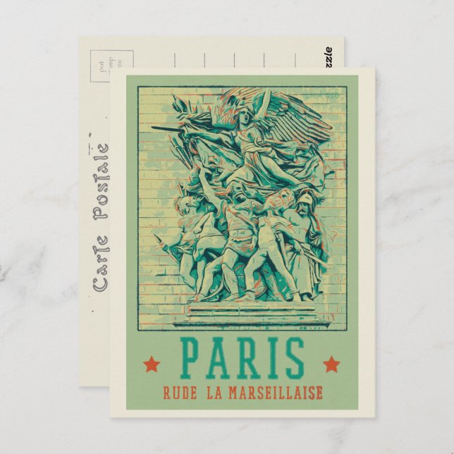 Cartão Postal Paris Arc de Triomphe ilustração França (Frente/Verso)